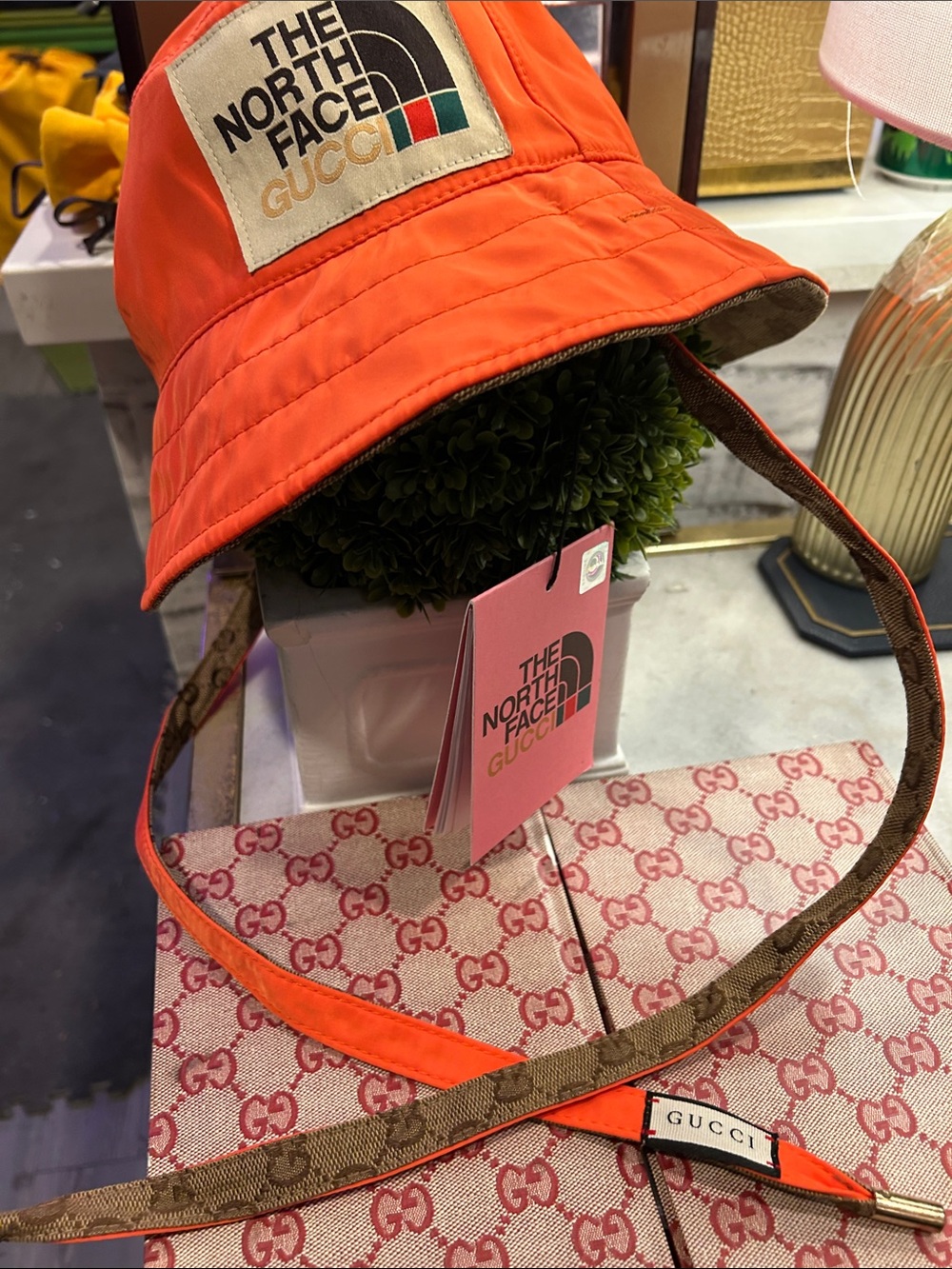 Gucci The North Face Orange and Brown Bucket Hat